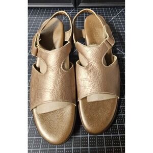 SAS Tripad suntimer heel bronze gold leather open‎ toe sandal heels 9N